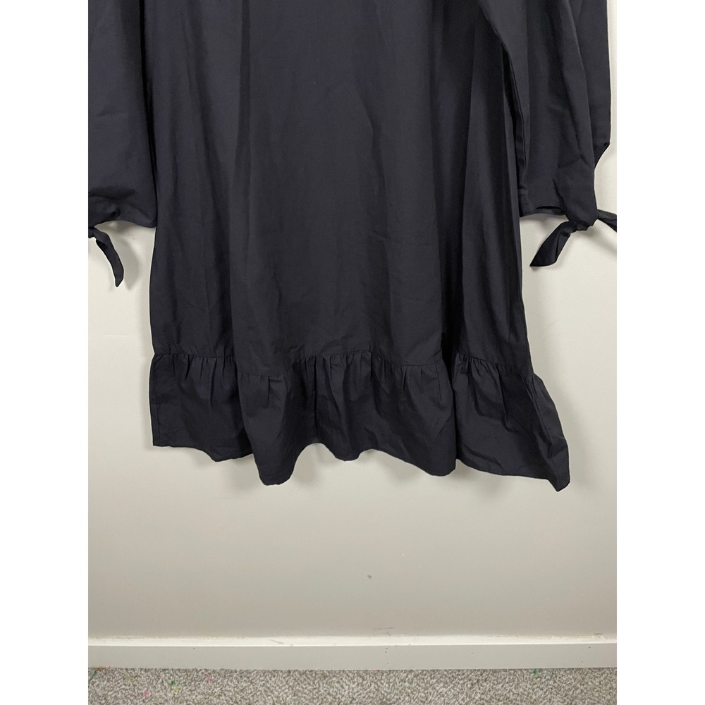 Able Long Sleeve Ruffle Hem Mini Dress In Navy Size XS Casual Minimalist - Picture 3 of 9